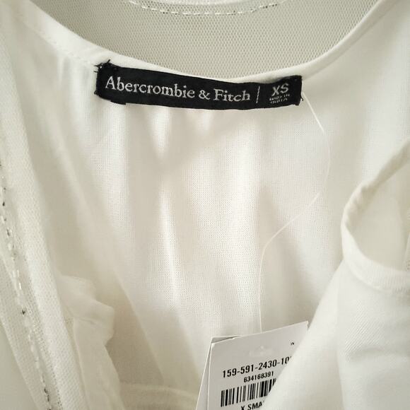 Y2K 90s Abercrombie Fitch Slip Dress XS Ivory Mesh Silver Bead Party NEW - Picture 5 of 12